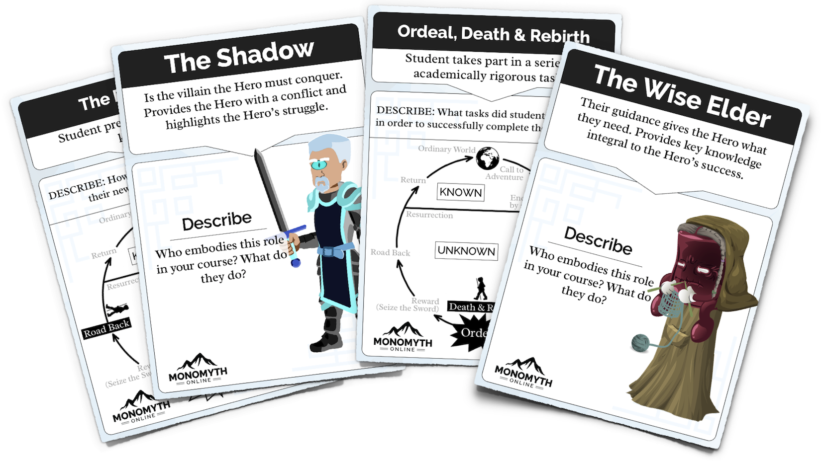 4 cards from the Establishing Epic Heroes Game